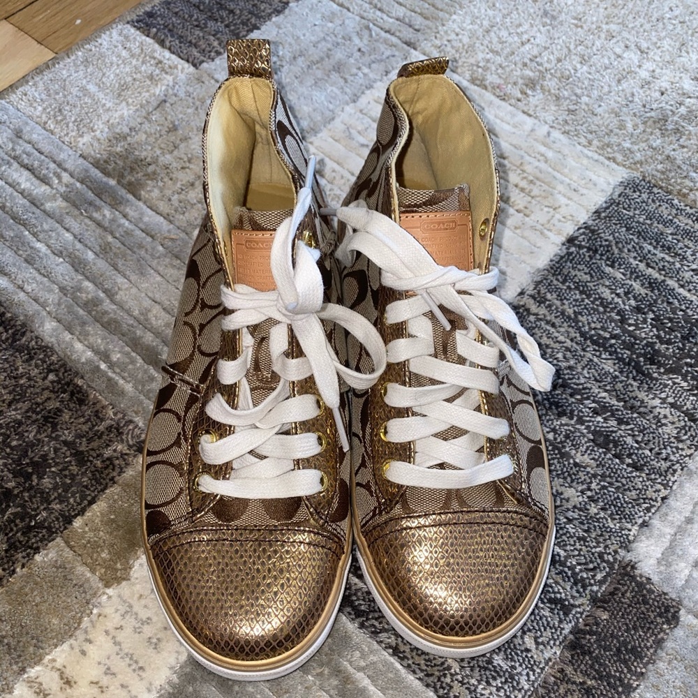 Coach Size 8 Gold Sneakers